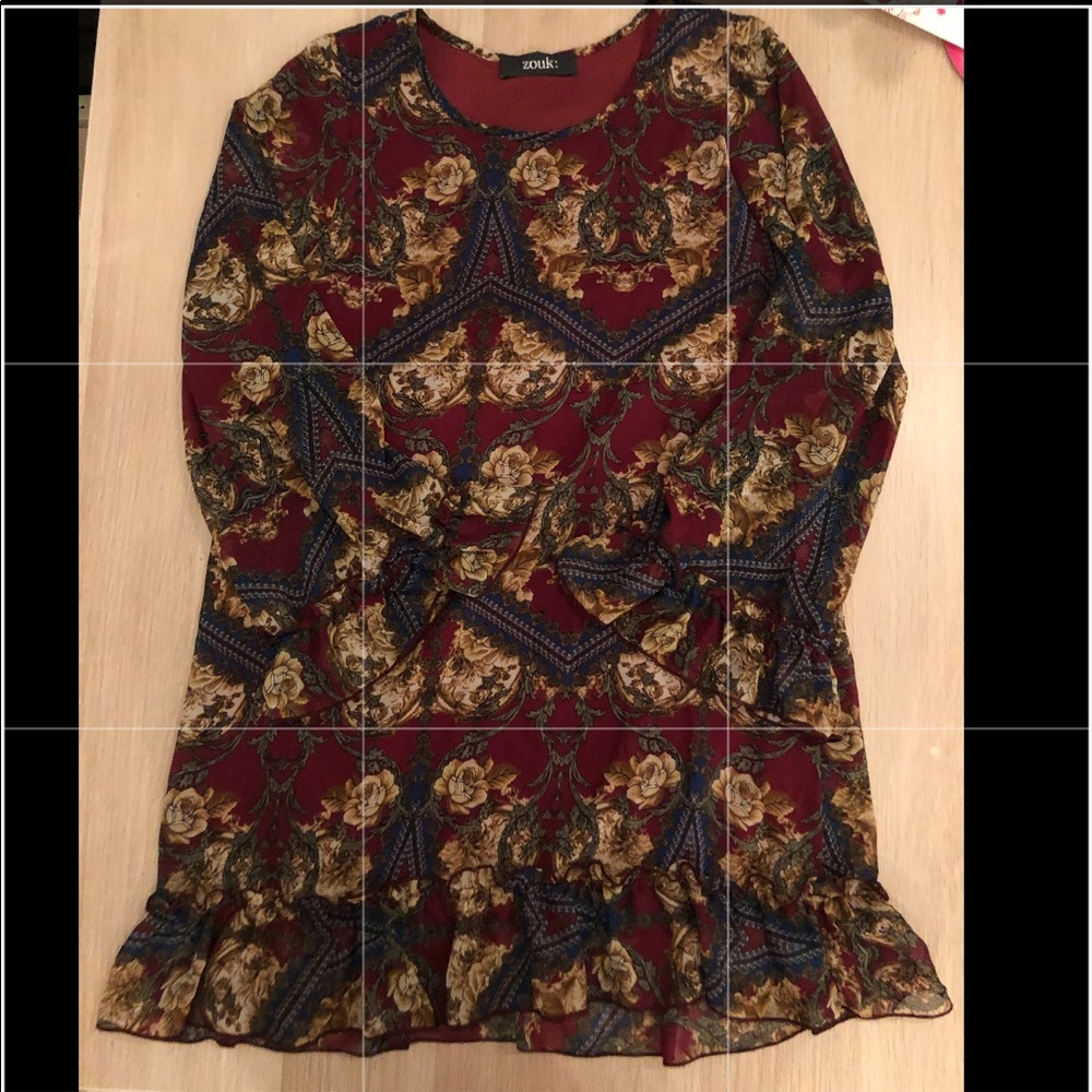 Floral print boho tunic dress